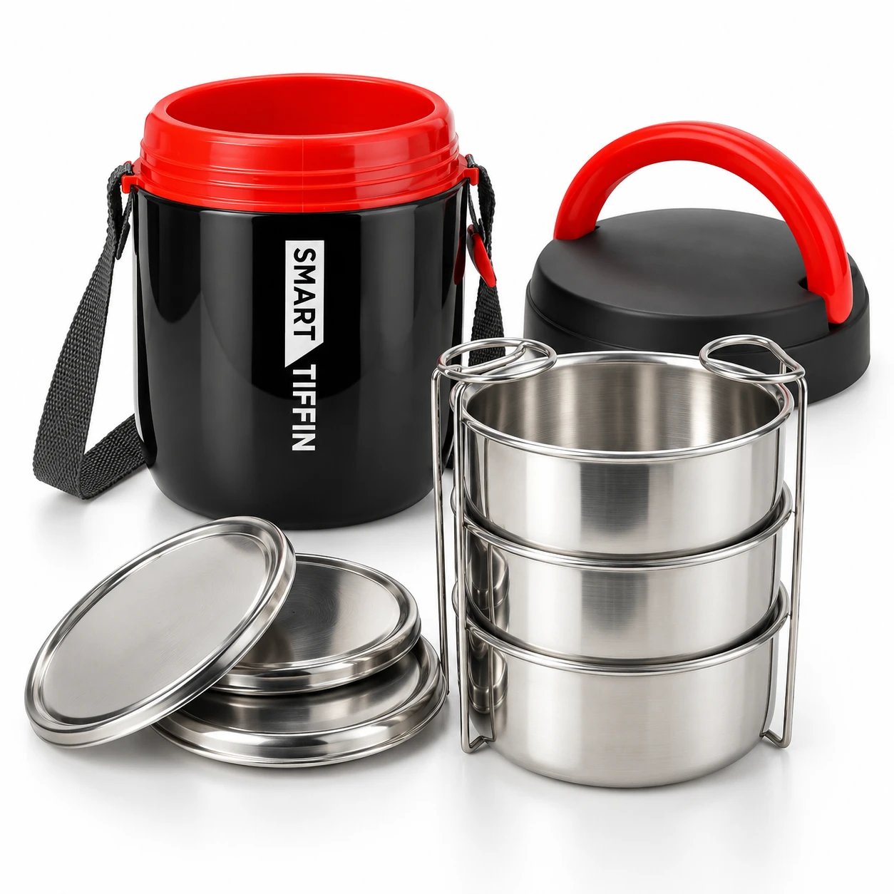 Smart Insulated Tiffin Carrier — 3 Steel Containers - view 3